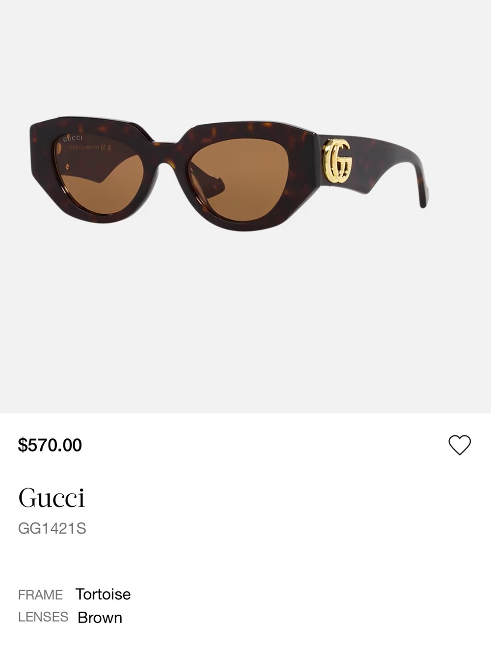 Gucci Women’s Tortoiseshell Cat-Eye Sunglasses with Gold GG Logo - Picture 4 of 4